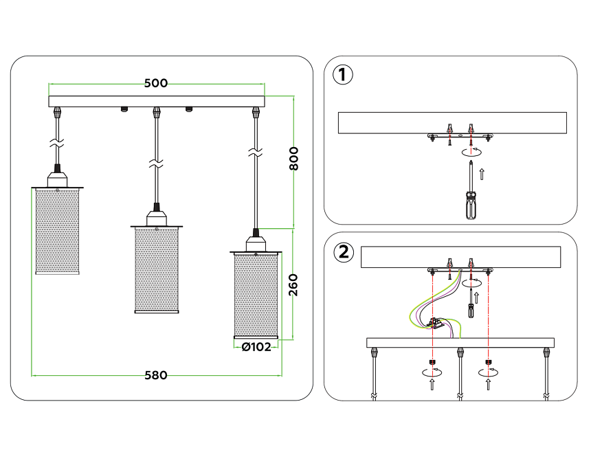 TR8163/3 WH белый E27*3 max 40W 580*102*1060